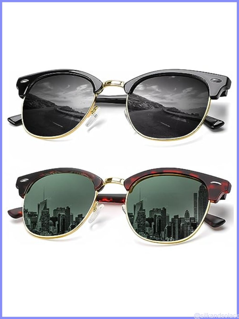KALIYADI Polarized Sunglasses Semi-Rimless Retro Wrap UV Blocking